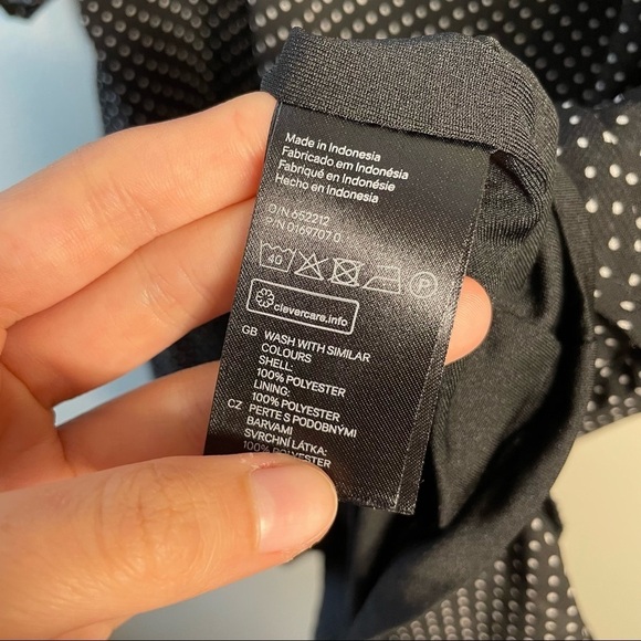 H&M black and white polka dot short sleeved midi length summer dress flowy - Picture 6 of 6